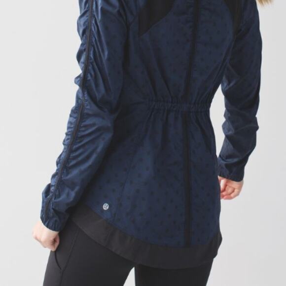 Lululemon Gather And Sprint Jacket Ghost Dot Deep Navy Black / Black Size 8 - Picture 4 of 14